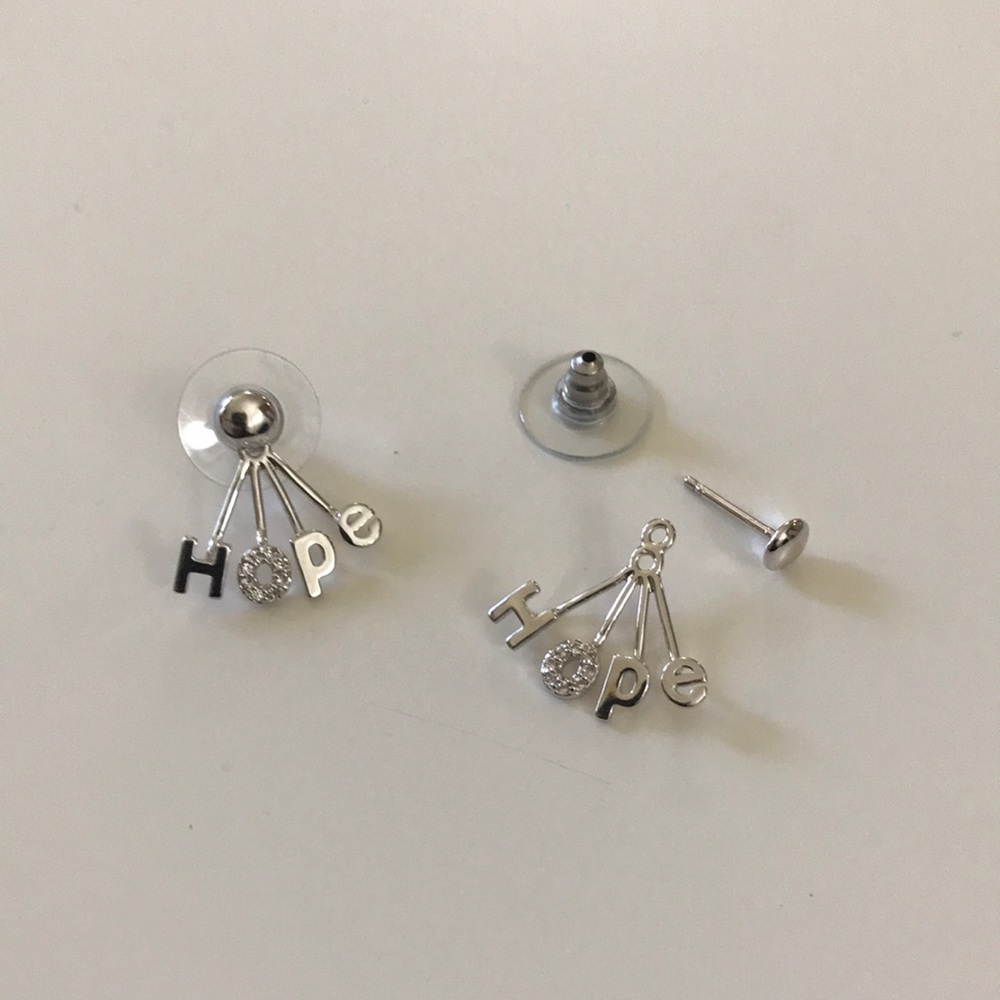 WHITE TOPAZ & SILVER PLEATED HOPE EARRINGS - EAR JACKETS